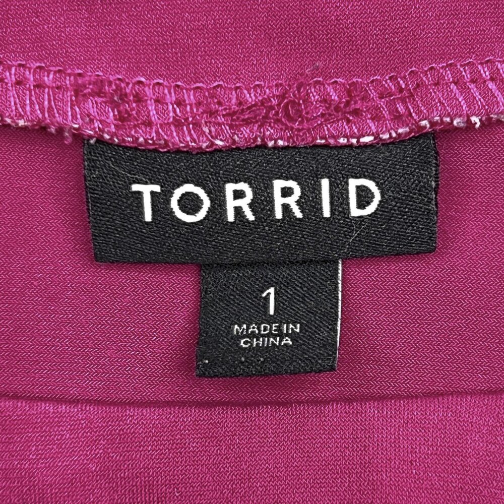 torrid Studio Knit Choker Neck Surplice Babydoll Top in Festival Fuschia Size 1X - Picture 5 of 7